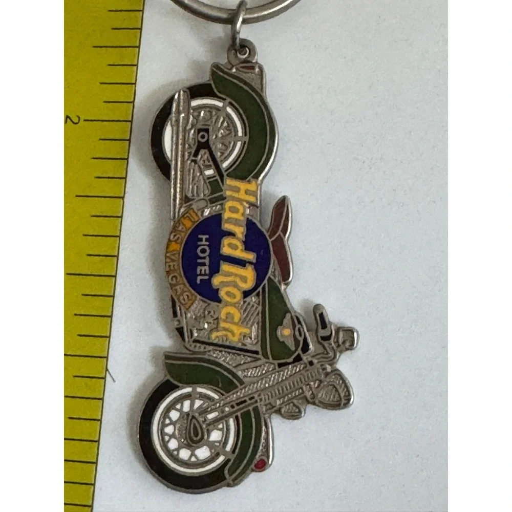 Hard Rock Hotel Las Vegas Motorcycle Keychain Green Enamel Souvenir Biker Metal